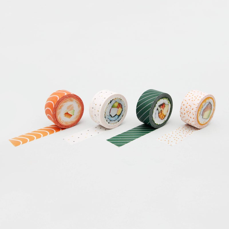 Suck UK Washi Tape - Sushi Masking Tape - Japanese Stationery - Scrapbook Supplies - Novelty Adhesive Tapes - Quirky Craft Supplies - Sushi Gifts - Decorative Paper Set - Japanese 10m Rolls - 4 Pack - Image 3